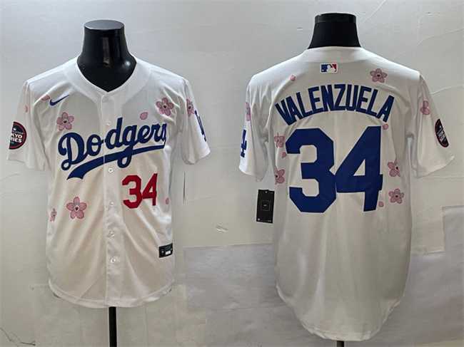 Men%27s Los Angeles Dodgers #34 Fernando Valenzuela White 2025 Tokyo Series Limited Stitched Jersey->los angeles dodgers->MLB Jersey
